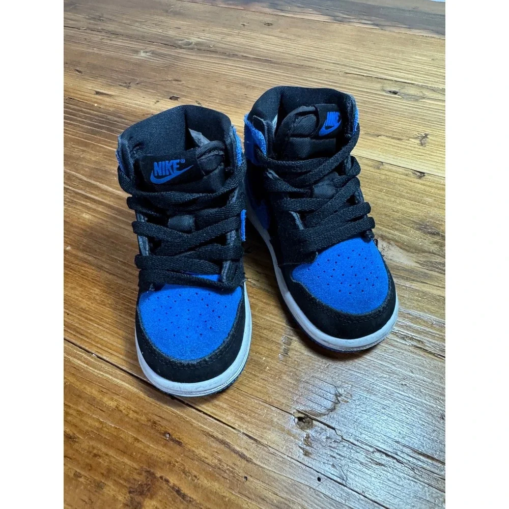 Nike Air Jordan 1 Mid‎ Toddler Royal Blue Black Suede High Top Sneakers Size 6C
